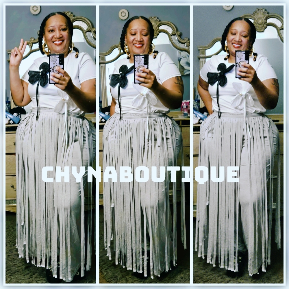Women's Fringe Trousers - Gray
